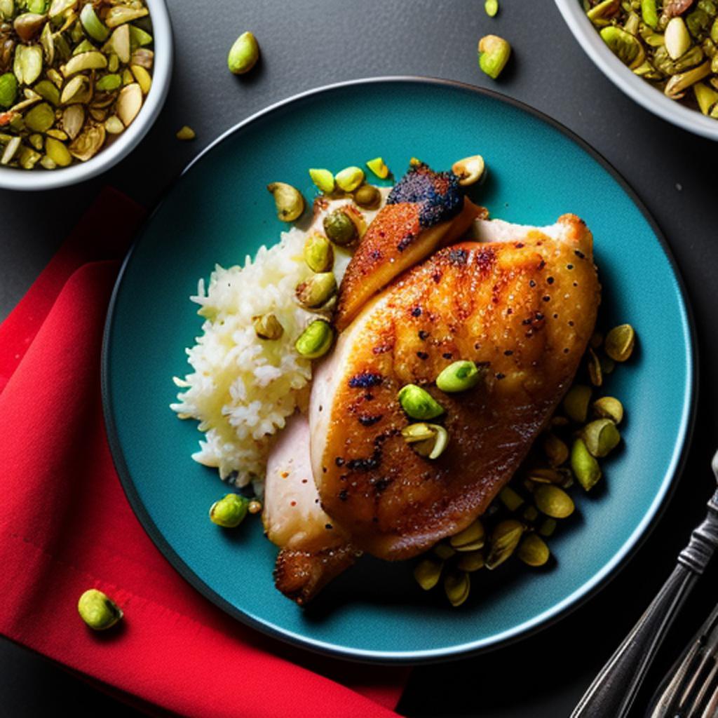 picture of chicken with candied pistachios